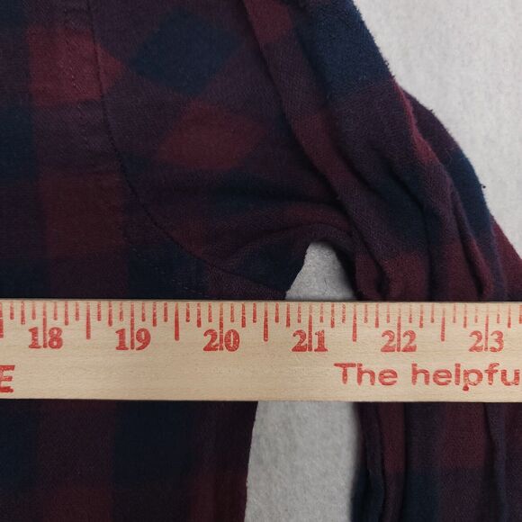 Amplify Buffalo Check Flannel Long Sleeve Shirt Mens Size Medium M Maroon Blue - Picture 8 of 10